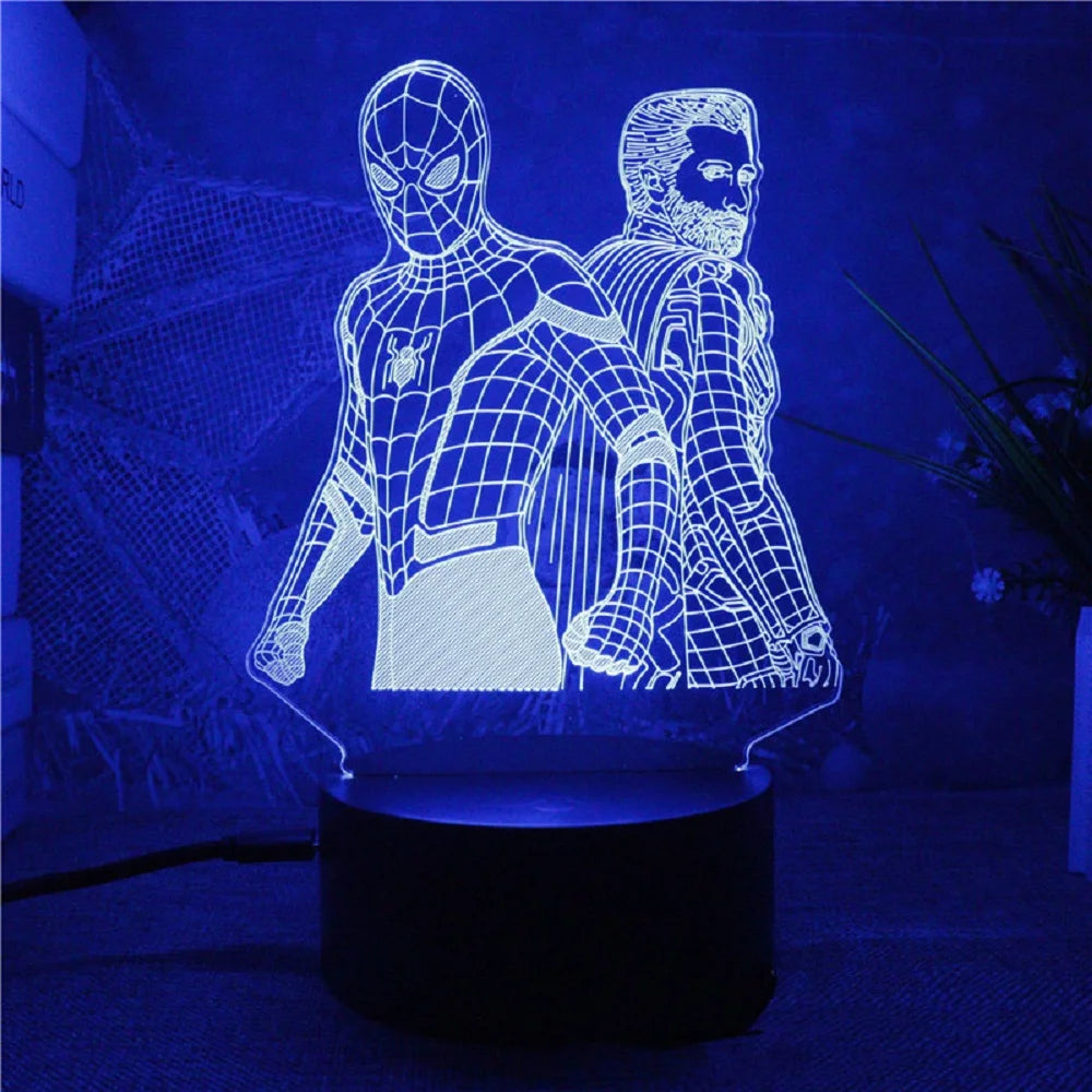 Homem-Aranha 3D Acrílico Luz Noturna USB Estéreo LED Lâmpada de Mesa Luz Fantasma Surpresa Presente de Aniversário LED Luz Usando USB e Bateria