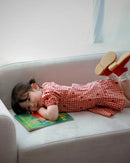 2024 Verão Floess Roupas Infantis Bebê Meninas Vestido de Algodão Xadrez Morango Manga Curta Camisetas Shorts Ternos Roupas Infantis