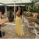 Elegante Plissado Halter Vestidos Longos Mulheres Retro Sexy Slim Sem Mangas Sem Encosto Vestido de Praia Feminino Chic Party Holiday Vestidos