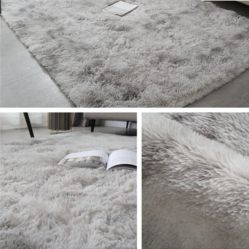 Tapete cinza para sala de estar Tapete de pelúcia Cama Quarto Chão Tapetes fofos Antiderrapantes Tapetes de decoração para casa Tapetes de veludo macio Cobertor de quarto infantil