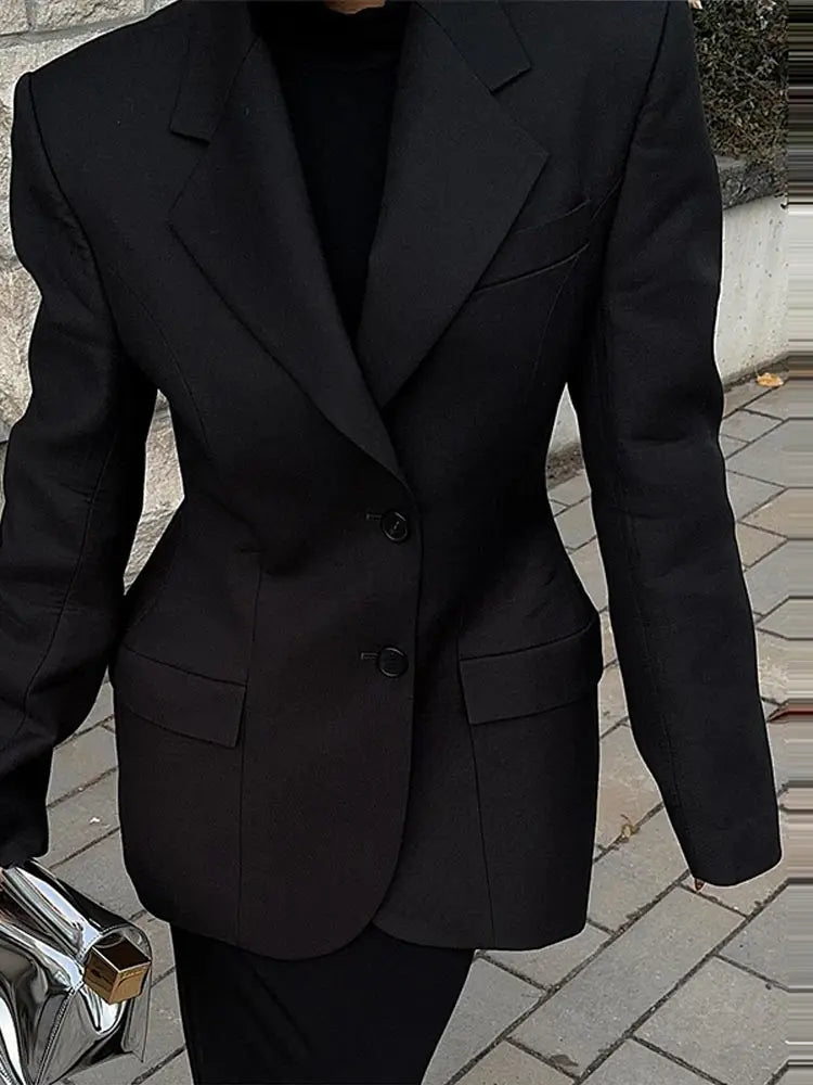 Bornladies Outono Inverno Cintura Fina Chic Blazer Casacos Senhoras Escritório Senhoras Trespassado Moda Ternos Jaqueta Roupas Femininas