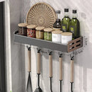 Elegante rack de condimentos de cozinha montado na parede com caixa de armazenamento Suporte multifuncional para utensílios domésticos com dispensador de vinagre de óleo
