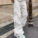 Jeans de Rua Estilo Americano Erosão Danos Raw Edge para Homens Estilo Harajuku Dança Reta Jeans Brancos Roupas Y2k para Mulheres