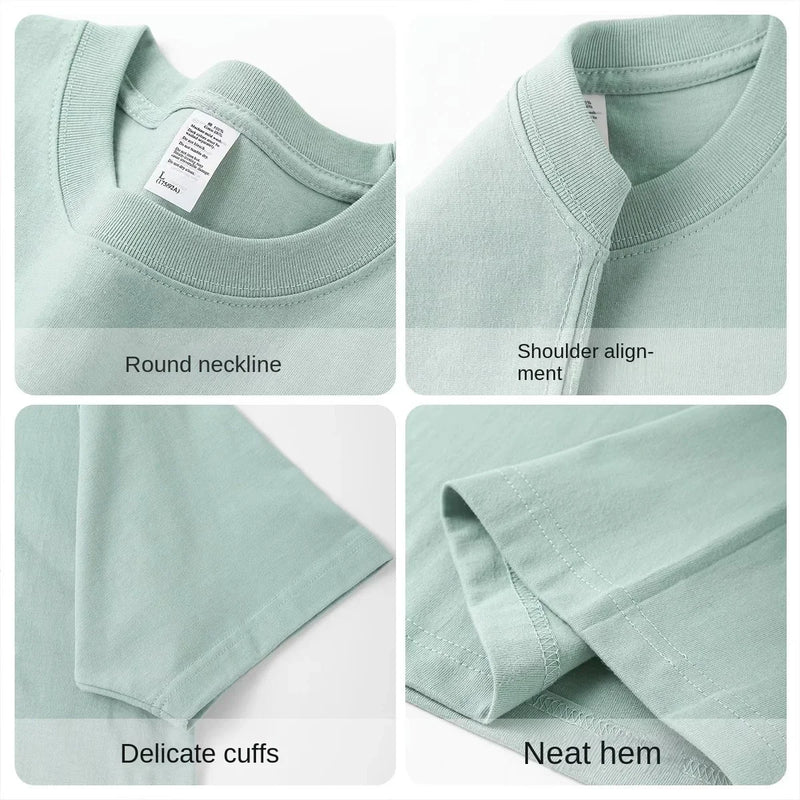 Camiseta de algodão de verão resistente 300 gramas algodão puro americano manga curta camiseta masculina casual base top camiseta grande