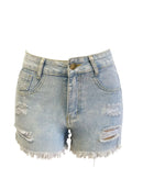 Denim Rasgado Shorts Mulheres Buraco Jeans Duplo Lado Dividido Zíper Sexy Slim Fit Angustiado Calças Curtas Cintura Alta Streetwear 2025