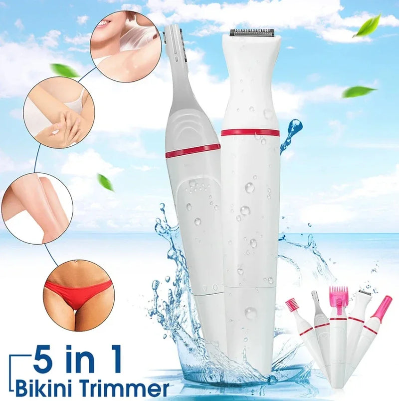 5 em 1 Conjunto Mulheres Depilador Aparador de Sobrancelha Feminino Lady Shaver Depilação Máquina de Barbear Depilador Biquíni Ferramenta Depilatória