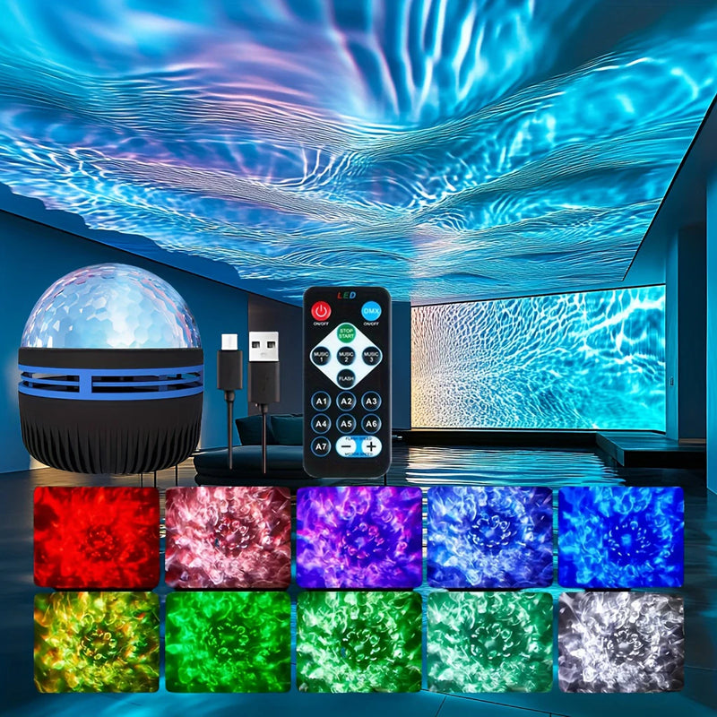 Projetor do céu noturno estrelado LED NightLights USB Plug-in Controle Remoto RGB Galaxy Light 7 modos para decoração de bar de quarto de sala de festas