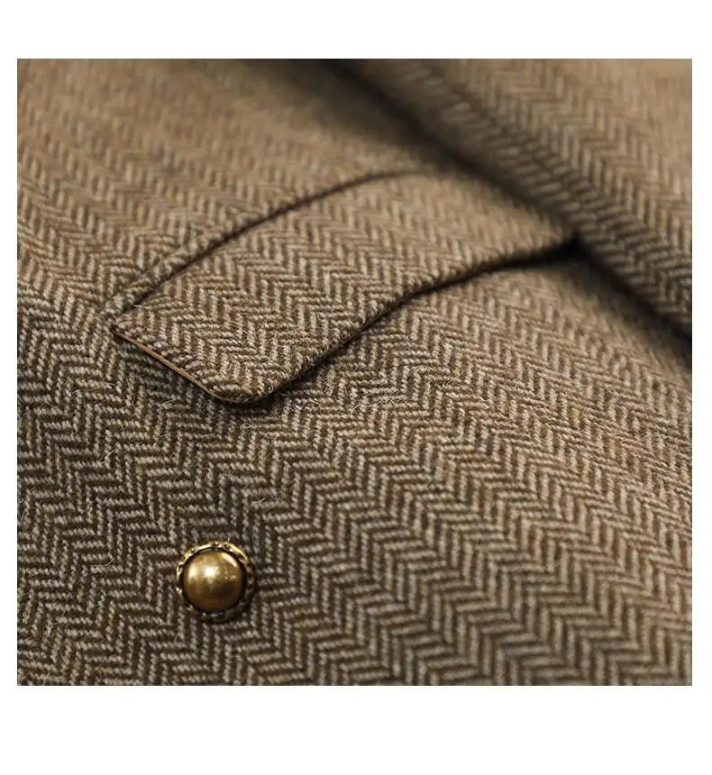 Outono Inverno Novo Blazer Casacos Jaquetas de Lã Feminina Manga Comprida Entalhado Vintage Grosso Outerwears Roupas Femininas Elegantes