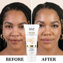 Protetor Solar Tintado FPS 50+ Hidratante Proteção UV para Rosto e Corpo Bloqueador Solar Leve Antienvelhecimento À Prova D'Água Clareador Uso Diário