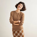 Pulôver feminino outono/inverno 100% puro suéter de caxemira casual suéter de malha gola redonda solto Tops básico versátil Blusa