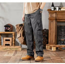 2024 Novas Calças Cargo Masculinas Soltas de Perna Reta Multi-Bolso Calças de Trabalho Vintage Calças Casuais Versáteis Modernas Primavera Outono
