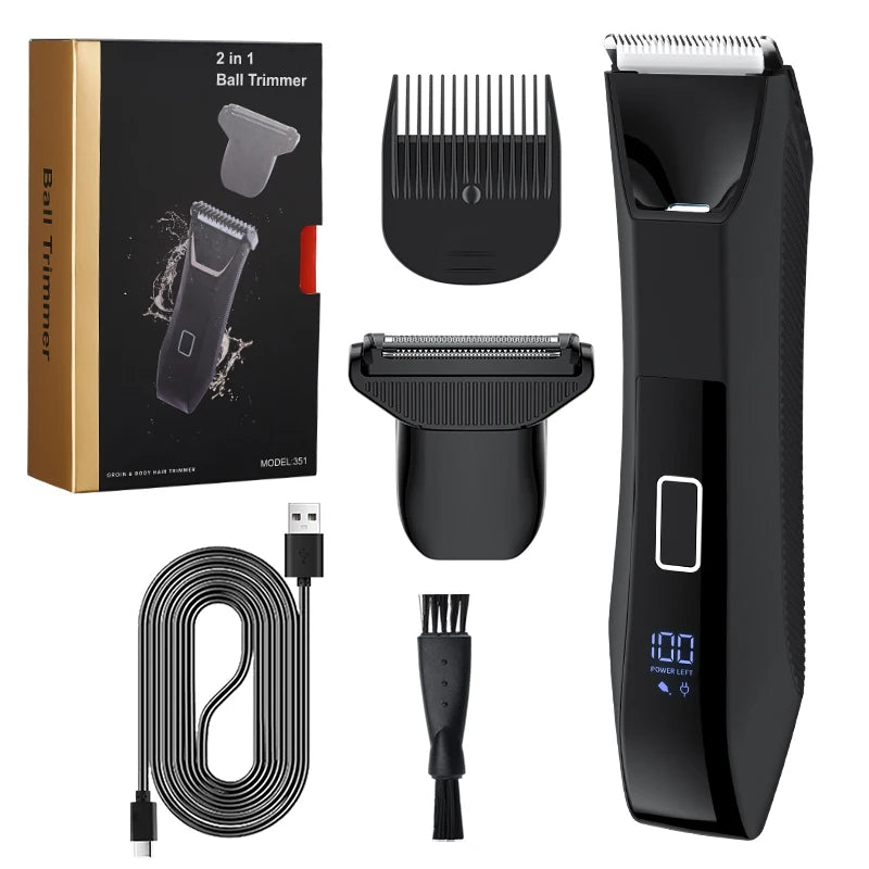 RESUXI 2 em 1 Aparador de Cabelo Elétrico Masculino Body Grooming Clipper Virilha Depiladora Púbica Lâmina de Cerâmica À Prova D'Água Macho Barbeador