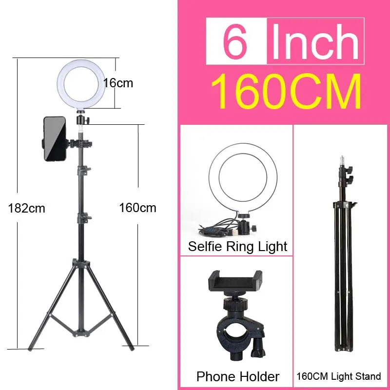 Luz de Anel LED 14 polegadas para Fotografia - Tripé com Luz de Anel para Transmissão ao Vivo
