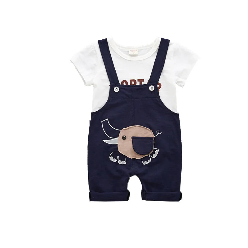 Roupas de Verão para Bebês e Meninos de Manga Curta Algodão Macio & Macacões Para Crianças Roupas Casuais para Meninos Roupas Diárias 0-3Y Roupas