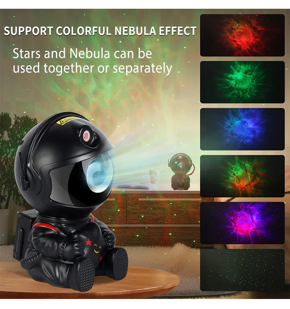 Projetor de Luz de Astronauta Galaxy Star - Projetores de Céu Estrelado, Lâmpada de Decoração para Quarto, Nebulosa, Luz Noturna de LED, Presente para Crianças e Adultos