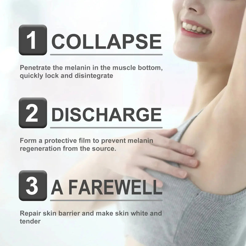 Creme de alvejante para clareamento corporal Iluminar axilas cotovelo joelhos remoção de articulações partes íntimas manchas escuras melanina neve creme de alvejante 30ml