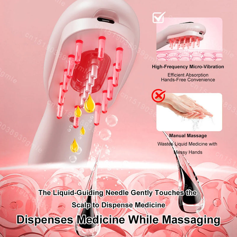 Massageador de Luz Vermelha e Azul Pente Massageador de Cabelo Aplicador para Couro Cabeludo Massageador de Cabeça Pente de Massagem Elétrico Pente de Massagem Capilar com Nano Vibração