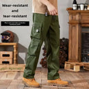 2024 Novas Calças Cargo Masculinas Soltas de Perna Reta Multi-Bolso Calças de Trabalho Vintage Calças Casuais Versáteis Modernas Primavera Outono