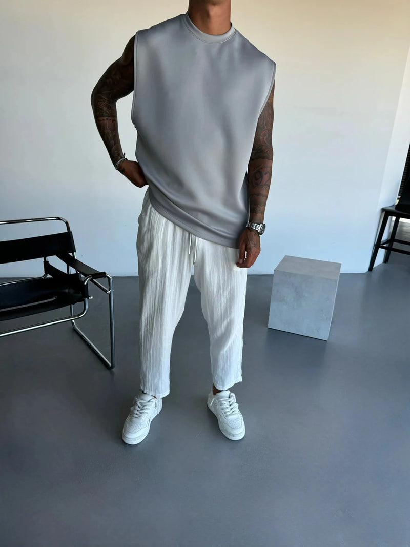 2025 Verão Estilo Europeu Casual Fitness Esportes Diário Regata com Respirável Grande Abertura