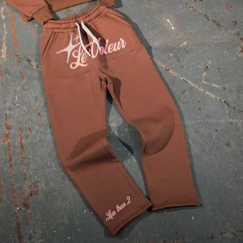 Moletom esportivo europeu e americano com capuz grande, masculino, casual, solto, roupa simples, estampado, calça, moletom feminino