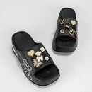 Novo urso preto e branco com sola grossa sandálias e chinelos femininos E19