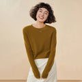 Pulôver feminino outono/inverno 100% puro suéter de caxemira casual suéter de malha gola redonda solto Tops básico versátil Blusa