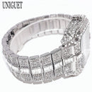 UNIGUET Relógio de Quartzo Azul Para Homens Moda Praça Iced Out Relógio Homem Hip Hop Diamante Jóias Relógio de Pulso Rock Boy Reloj Hombre