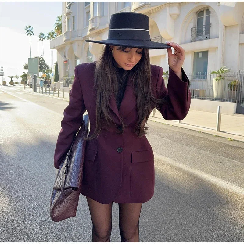 Bornladies Outono Inverno Cintura Fina Chic Blazer Casacos Senhoras Escritório Senhoras Trespassado Moda Ternos Jaqueta Roupas Femininas