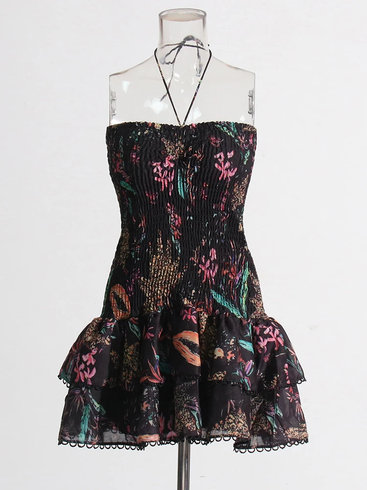 TWOTWINSTYLE Cut Out Bainha em camadas Vestido Sexy Para Mulheres Sem Alças Sem Mangas Fora Do Ombro Cintura Alta Mini Vestidos Roupas Femininas