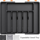 Organizador de talheres de plástico ajustável Colheres Garfos Facas Porta-talheres Bandeja de utensílios expansível Utensílios de cozinha para garfos