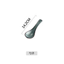 Pratos de cerâmica vitrificada em forno azul, pratos de jantar para micro-ondas, tigelas de salada de arroz redondas, talheres domésticos