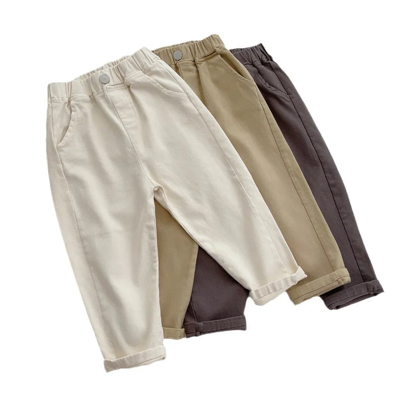Outono Meninos Calças Casuais Crianças Harém Calças Verão Meninas Soltas Cor Sólida Calças Esportivas Crianças Roupas Da Moda 2-8 Anos De Idade
