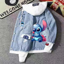 Lilo&stitch Hip Hop Jaquetas Jeans com Capuz para Homens Roupas Femininas Outono Inverno Jaqueta Masculina Patchwork Jaqueta Jeans Streetwear Roupas