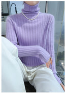 Pilha pescoço camisola mulheres 2025 outono einverno novo 100% puro vison cashmere camisola moda feminina malha pulôver de manga comprida