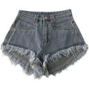 Shorts jeans com franjas avermelhadas rosa verão feminino novo nicho emagrecimento cintura alta picante menina linha A calças de calor de perna larga