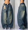 Moda americana 2025 Southpole New Y2k Branco Homens Estampado Jeans Gótico Retro Calças Soltas Calças Largas Casuais de Rua Calça Jeans Casal