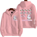 Sanrio Anime Bonito Impresso Hoodies Mulheres Dos Desenhos Animados Hello Kitty Y2k Estudantes Coreanos Moletom Solto Moda Doce Cardigan Roupas