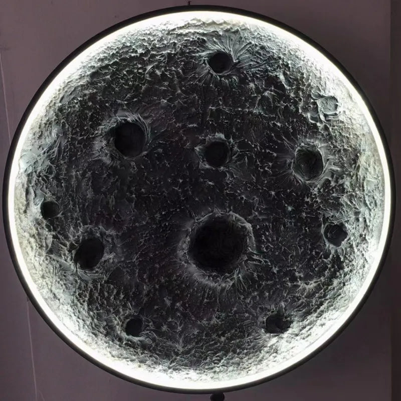 Lâmpada de parede 3D Crater moderna Luxo Redondo Tridimensional Alívio Lua Design Embelezado Decoração de Casa 3 Cor Lâmpada Mural