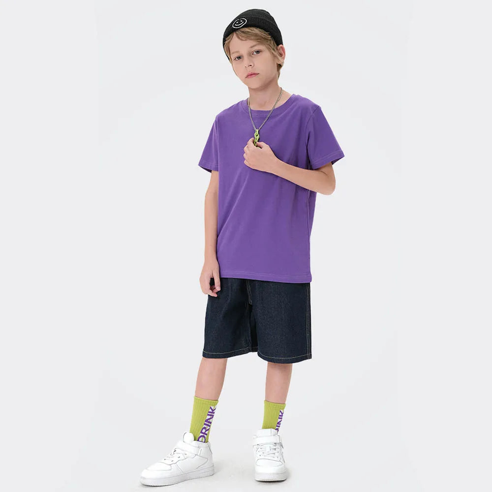 Camisetas clássicas para meninos meninas algodão branco preto camisetas de manga curta para bebê criança Roupas infantis Crianças de 2 a 14 anos