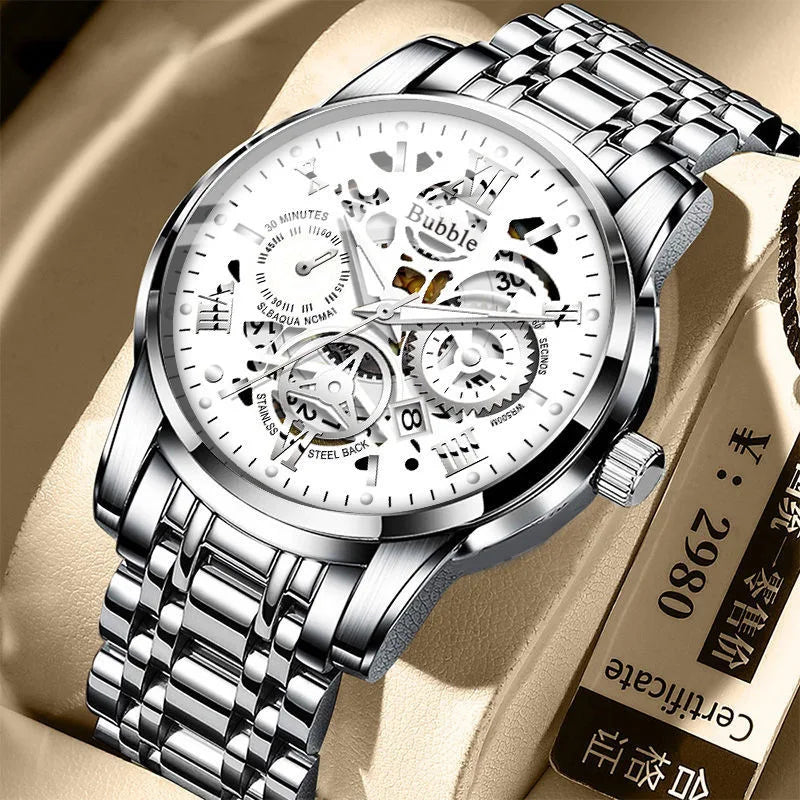 Relógio UTHAI Para Homens Na Moda High End Luz Luxo Versátil Relógios De Pulso De Quartzo À Prova D' Água Romano Oco Masculino Relógio