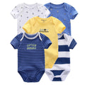 Kiddiezoom 5 Pçs/lote Quatro Estações Moda Dos Desenhos Animados de Manga Curta Do Bebê Menino Menina Bodysuits Macio 100% Algodão Recém-nascido Onesies Roupas