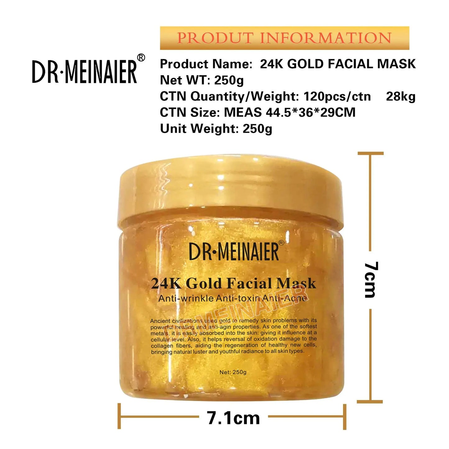 Máscara facial de sono reparadora com colágeno e ouro 24K 250g