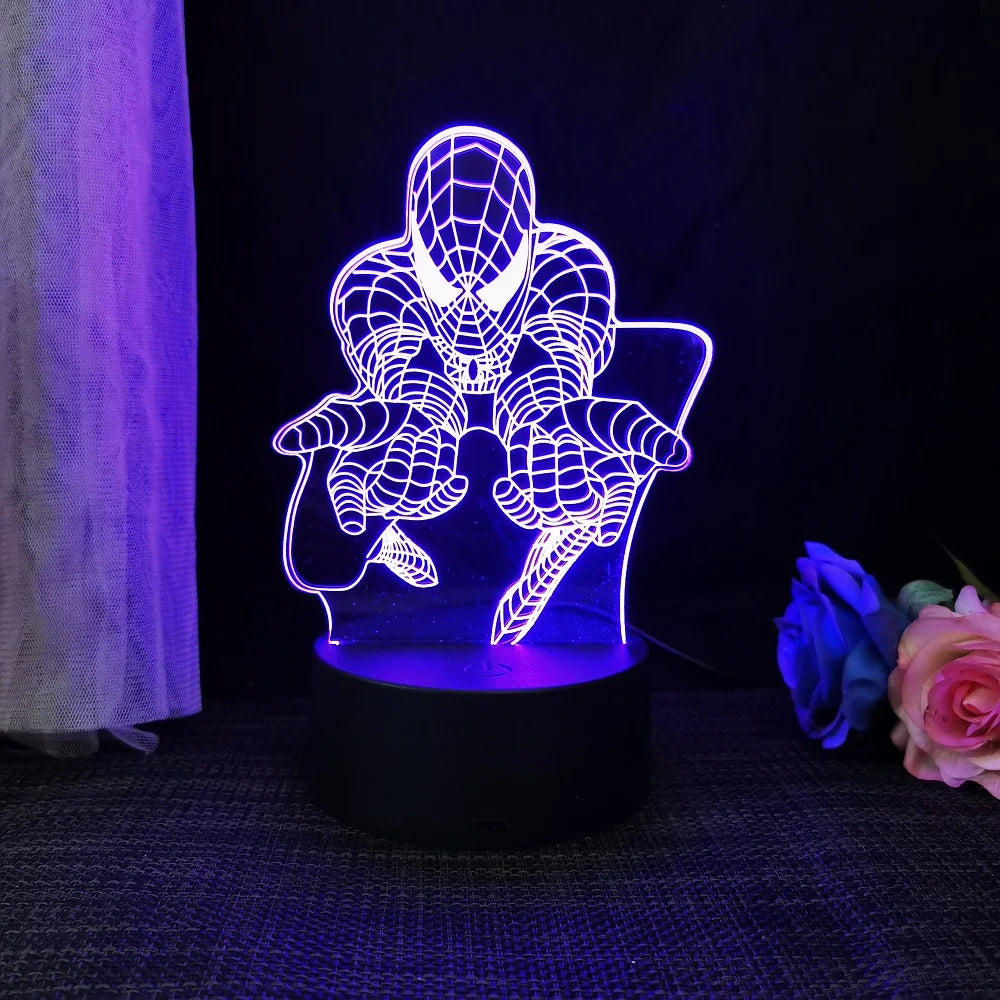 Homem-Aranha 3D Acrílico Luz Noturna USB Estéreo LED Lâmpada de Mesa Luz Fantasma Surpresa Presente de Aniversário LED Luz Usando USB e Bateria
