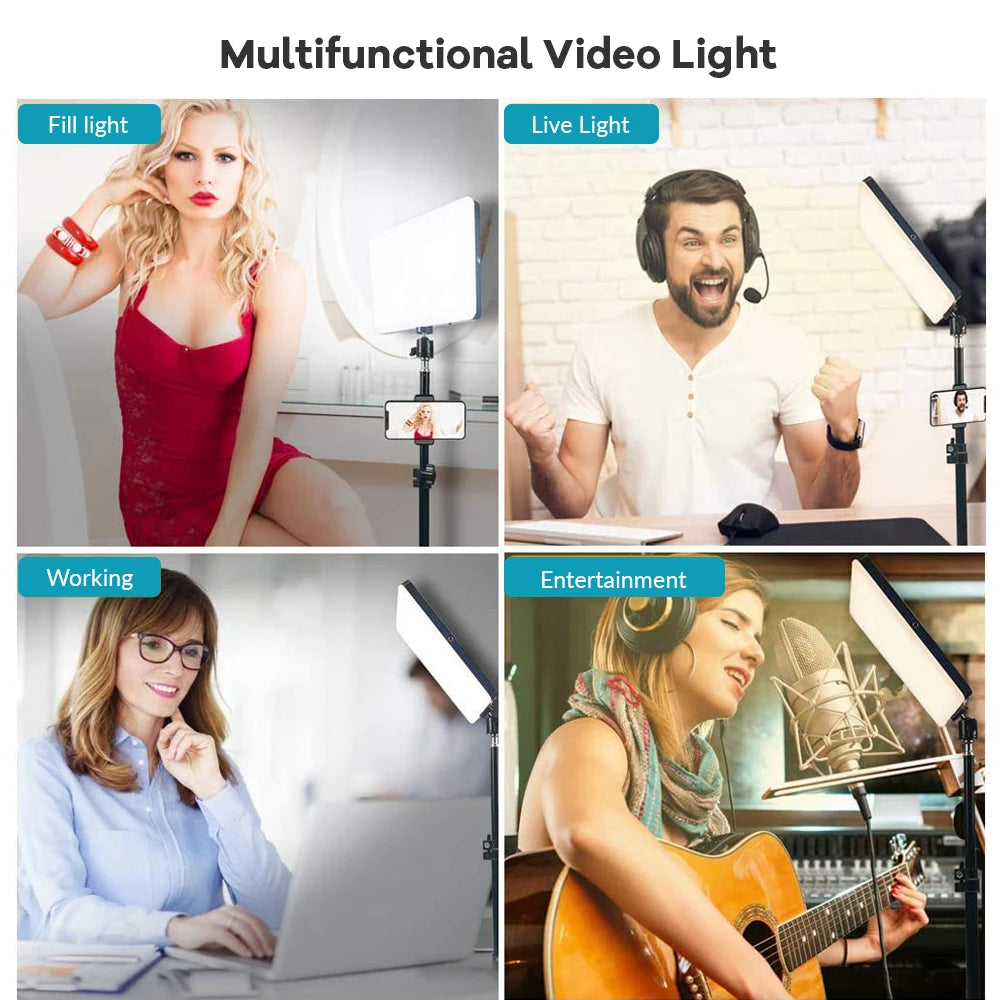 Luz de Videoconferência LED para Fotografia, Luz de Preenchimento Dimmable para Estúdio de Fotografia, Lâmpada de Preenchimento para Transmissão ao Vivo no Tiktok e Youtube