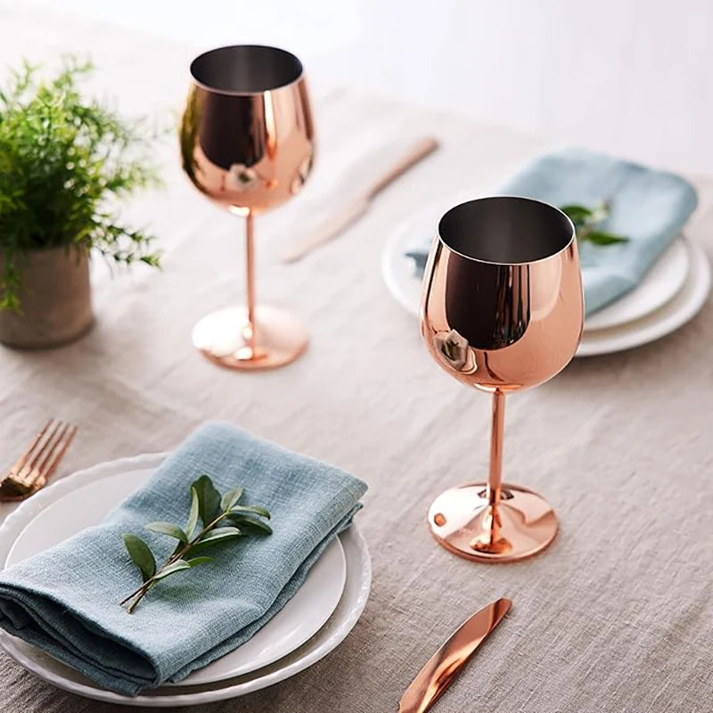 os copos de vinho altos de aço inoxidável 3PCS, projeto moderno elegante, 18oz, podem ser usados para o presente do dia do Valentim e o uso home