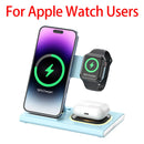 Carregador Sem Fio 3 Em 1 Dobrável 300W com Suporte de Mesa para Carregamento Rápido para iPhone 16 15 14 13, Samsung, Apple Watch e Airpods