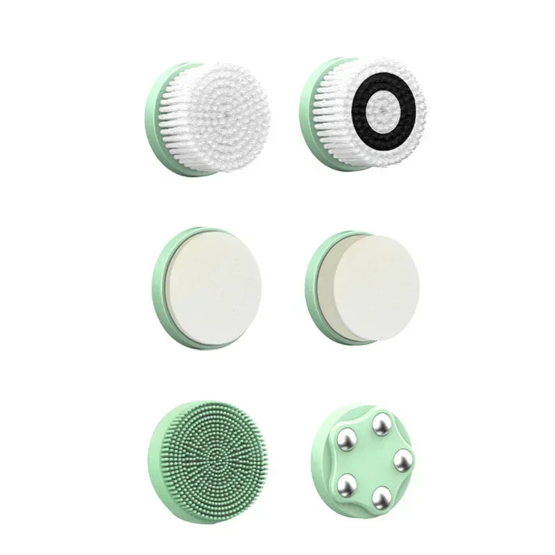 Dispositivo de Limpeza Facial Elétrico LED 6 em 1, Escova de Lavagem Facial, Escova de Limpeza Facial, Mini Hifu, Cuidados com a Pele, Carregador USB