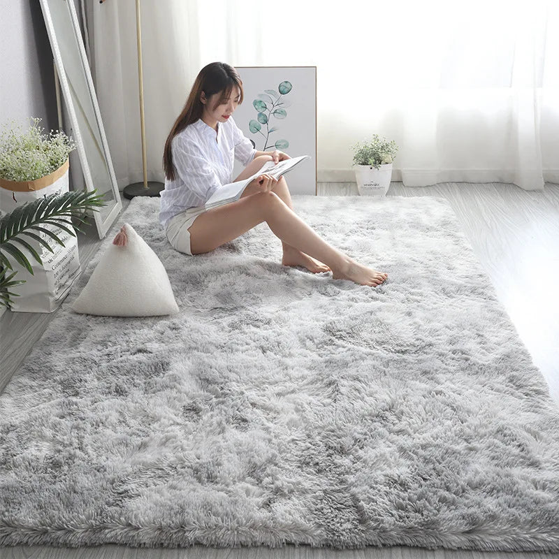 Tapete cinza para sala de estar Tapete de pelúcia Cama Quarto Chão Tapetes fofos Antiderrapantes Tapetes de decoração para casa Tapetes de veludo macio Cobertor de quarto infantil
