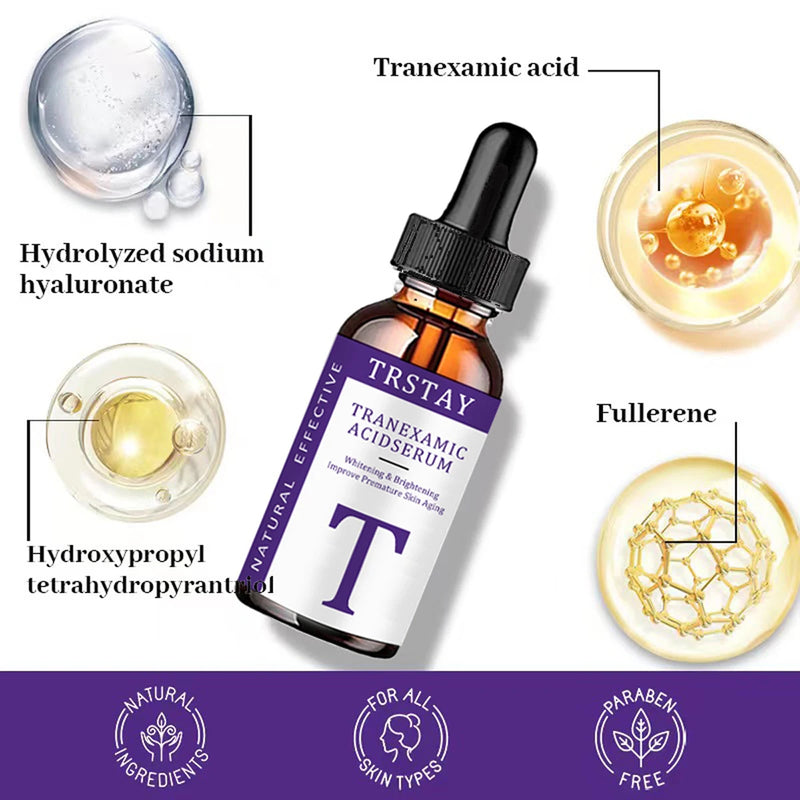 essência de ácido tranexâmico, suave e não irritante, hidratante, nutritiva, deixando a pele macia e delicada