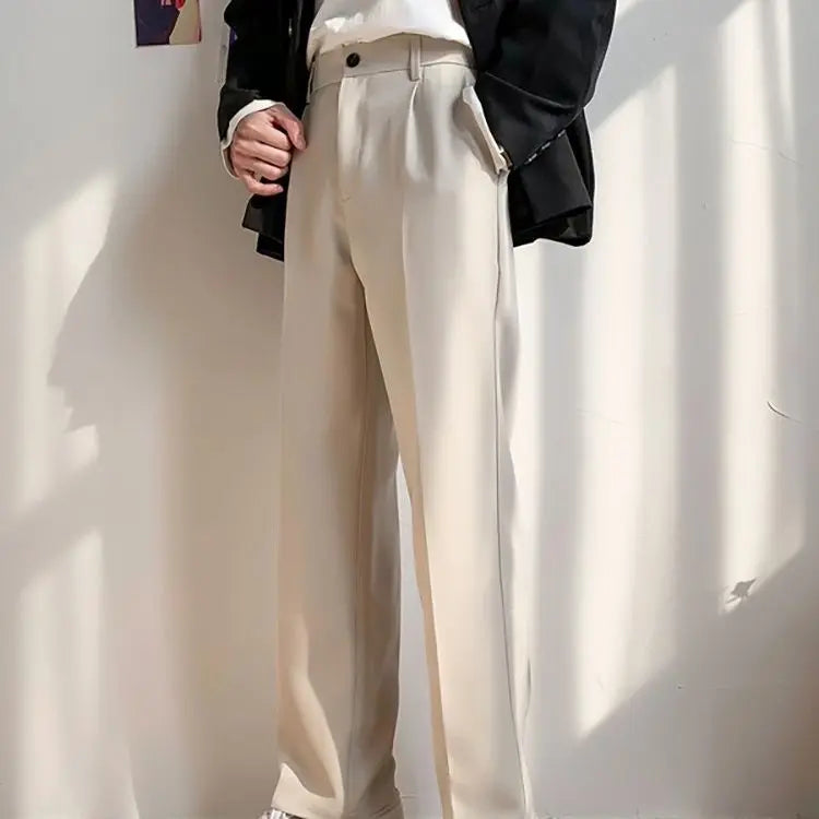 Primavera Outono Moda Cintura Alta Calças Casuais Roupas Masculinas Temperamento Sólido Solto Todos os Bolsos Estilo Coreano Calças Y2K